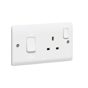 Synergy™ - Cooker control unit - Double pole switch + Double pole socket + indicator - White